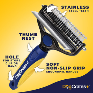 Dog Grooming Brush - Blue & Yellow / Dual Brush by DogCratesPlus