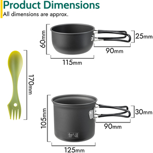 Camping Cookware 4Pc Set 1-2 Person - Black by Trail