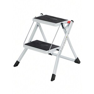 SONGMICS 2-Step Folding Ladder with Anti-Slip Mat - White by SONGMICS