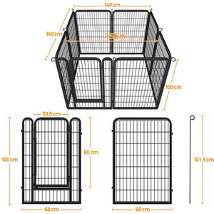 8 Panels Metal Dog Playpen Pet Exercise Barrier - Black / Large by Yaheetech