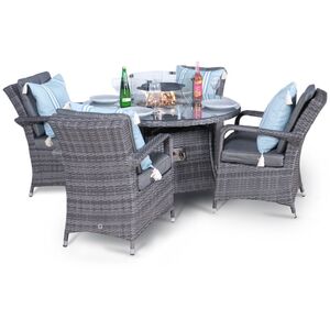 Arizona Fire Pit Round Rattan Patio Dining Set - Grey / 4 by Giardino