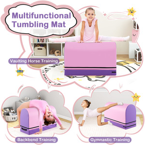 Mailbox Tumbling Mat Gymnastics Vaulting Box - Purple & Pink by Costway