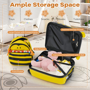 2-Piece Kid's Luggage Set - Yellow by Costway