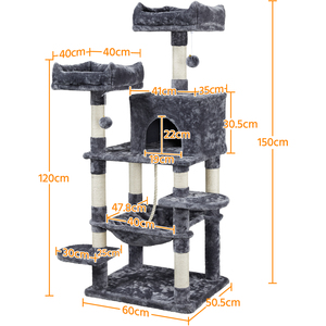 Large Cat Tree with Scratching Posts - Dark Grey by Yaheetech