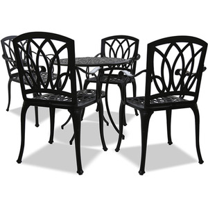 POSITANO Garden and Patio Table and 4 Large Chairs Bistro Set - Black by Centurion Supports