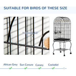 PawHut Bird Cage Large Aviary with Stand Shelf Top Access for Parrots - Black by PawHut