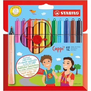 STABILO Cappi Fibre-Tip Pen with Cap-Ring - Multi-colour / 12 by STABILO
