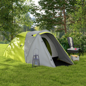 Outsunny 2-3 Man Camping Tent with Bedroom and Living Room - Yellow by Outsunny