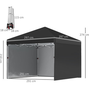 Outsunny 3x3(M) Pop Up Gazebo Party Tent by Outsunny