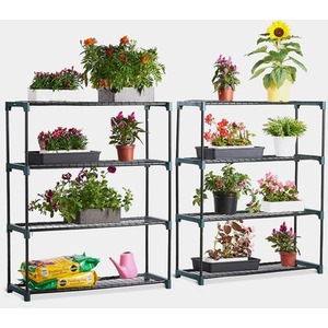 VonHaus (2521006) 2 x 4 Tier Garden Shelving Unit - Black by VonHause