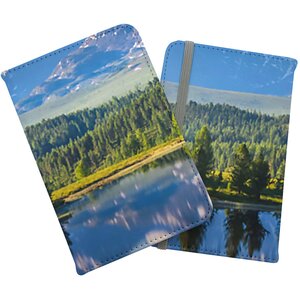 Summer Mountain Lake Passport Cover - Blue by Warren Reed - Designer