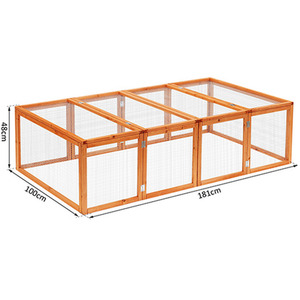 PawHut rabbit Run Wooden Rabbit Hutch Cage - Natural by PawHut