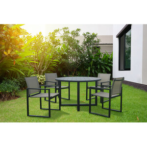 Bayview 4 Seater Dining Set - Black by Outdoor Essentials