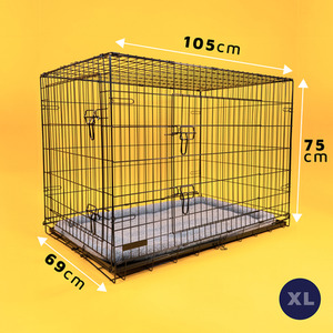 Dog Crate with Bed - Black / XL by DogCratesPlus