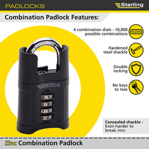 Closed Shackle Combination Padlock 55mm - Black by Burg-Wachter