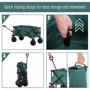 Outsunny Outdoor Pull Cart Folding Cargo Wagon - Green by Outsunny