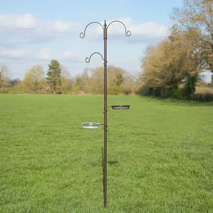 190cm Traditional 3 Arm Wild Bird Feeding Station - Black by Garden Mile
