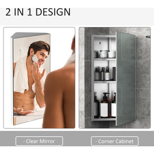 HOMCOM Wall Mounted Bathroom Mirror - Silver by HOMCOM