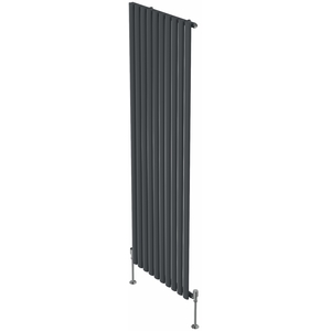 Oval Single Panel Vertical Radiator Anthracite 1800mm Tall - Anthracite / 59cm by Right Radiators