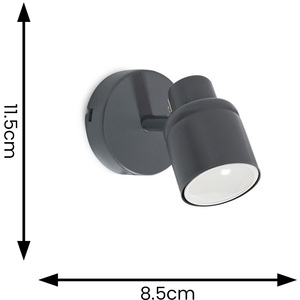 Benton IP44 Bathroom Spotlight Adjustable Wall Light and Warm LED Bulb - Grey by ValueLights