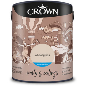 Crown Walls and Ceilings Mid Sheen Emulsion - Wheatgrass / 5l by Crown Paints