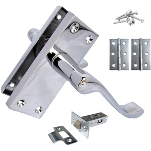 Door Handle Pack Victorian Scroll Latch Hinges - Chrome - Chrome by Betley Butterfly
