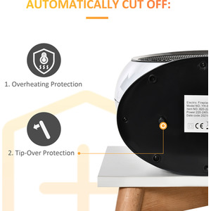 HOMCOM Electric Fireplace Heater with Flame Effect Rotatable - White by HOMCOM