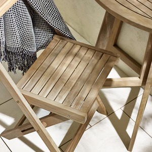 Lox 2 Seat Half Round Folding Solid Wood Outdoor Table Set - Beige by FurnitureboxUK