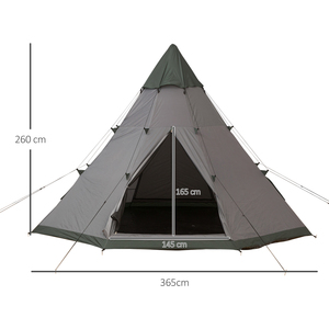 Outsunny 6 Men Tipi Tent - Olive Green, Grey by Outsunny