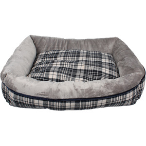 Grey Check Pet Dog Sofa Bed - Grey / 70cm by Dreampaws