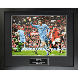 David Silva Signed and Framed Manchester City Photo - Blue by Allstarsignings