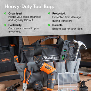 Cordless Hand Drill and Household Tool Kit - Black by VonHaus