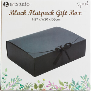 Pack of 5 Flatpack Gift Box - Black by Art Studio