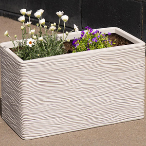 1 x Amalfi Light Grey Stone Effect Trough Long Indoor Outdoor Flower Planter - Grey