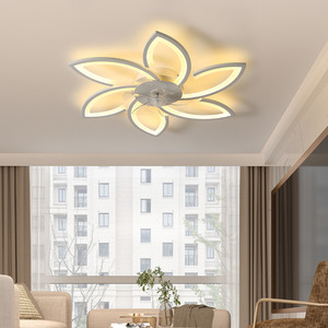 Flower Shape Ceiling Fan Light - White / 6 petals by komore