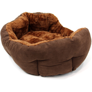 Deluxe Faux Fur Dog Bed in Chocolate Brown - Brown / S by Actiaspet