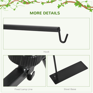 Adjustable Reptile Lamp Stand with Hook - Black by PawHut