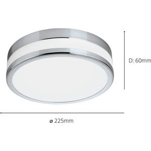 Eglo LED Palermo Bathroom Ceiling Light - Chrome And Satin Glass - Grey by EGLO