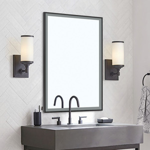 Rectangular LED Wall Mirror with Sensor Switch - Black / 50cm by Livingandhome