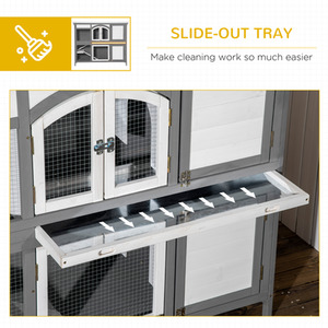 PawHut Wooden Pet Hutch with Openable Roof Slide Out Tray - Grey by PawHut
