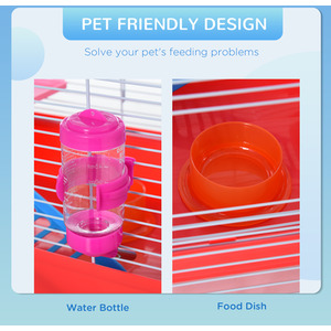Pawhut Hamster Cage Small Pet Animal Travel Cage - Red and White by Pawhut