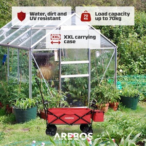 Foldable Cart With Roof - Red by Arebos