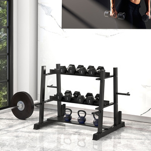 SPORTNOW 3-Tier Versatile Weight Rack with 4 Weight Rods - Black by SPORTNOW