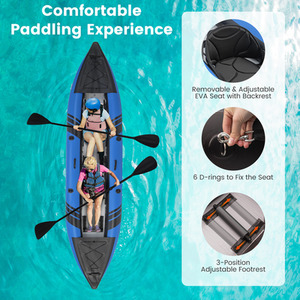 Inflatable Kayak Set - Blue by Costway