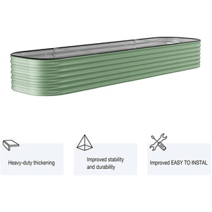 Silver Galvanized Steel Oval Raised Garden Bed by Livingandhome