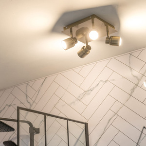 Benton 4 Way Square Plate Ceiling Spotlight Antique Brass - Gold by ValueLights