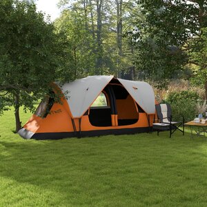 Outsunny Camping Tent with 2 Bedroom and Waterproof Rainfly - Orange by Outsunny
