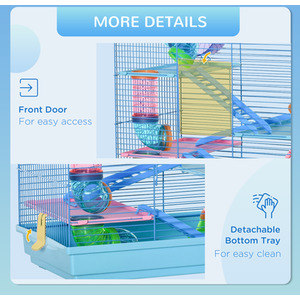 Pawhut 5 Tier Small Animal Cage with Exercise Wheels - Blue by Pawhut
