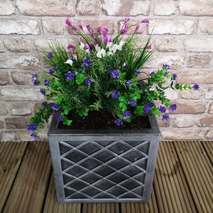 Small Lazio Square Grey Pewter Garden Planter - Grey by Samuel Alexander