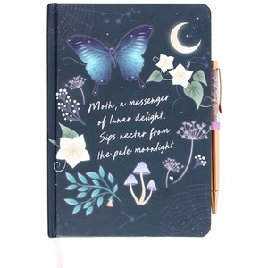 Midnight Moth Journal with Amethyst Pen - A5 by Kingsbury Gifts